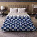 Divine Casa 120 GSM Floral Microfibre Reversible Lightweight Printed Double Bed AC Dohar Blanket for Mild Winter (Size 205 x 220 cm or 81 x 87 inch, Sapphire and White)| TC - 120 Kafalo