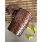 Indian Art Villa Hammered Design Antique Dark Tone Copper Jug Pitcher, Storage & Serving Water, Yoga Ayurveda Healing, 1000 ML