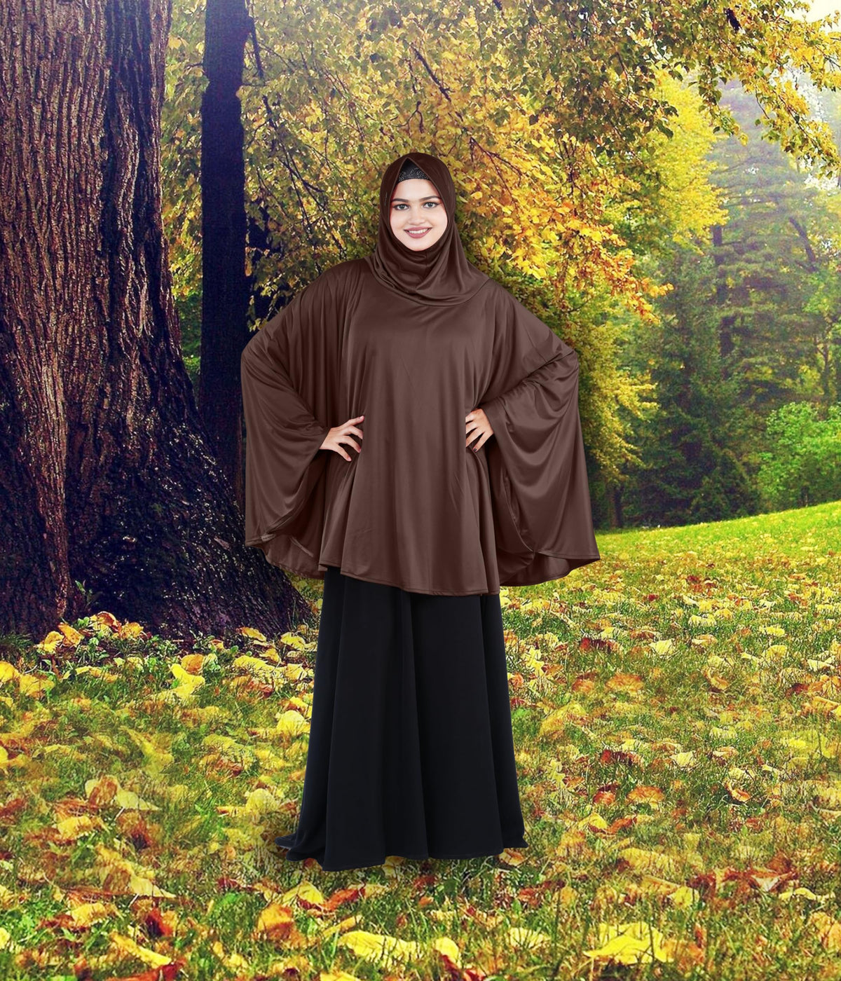 Mehar Hijab's Women's Stylish Hijab Solid Polycotton Feel Good Fabric HANANA Sleeve Hijab Free Size (Cocco)