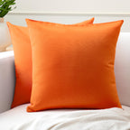 Encasa XO Throw Pillow Covers 24x24 in Set of 2 Orange | No Inserts | Cotton Pillow Covers for Living Room, Bed, Sofa, Couch | Decorative Cushion Covers with Improved Zipper