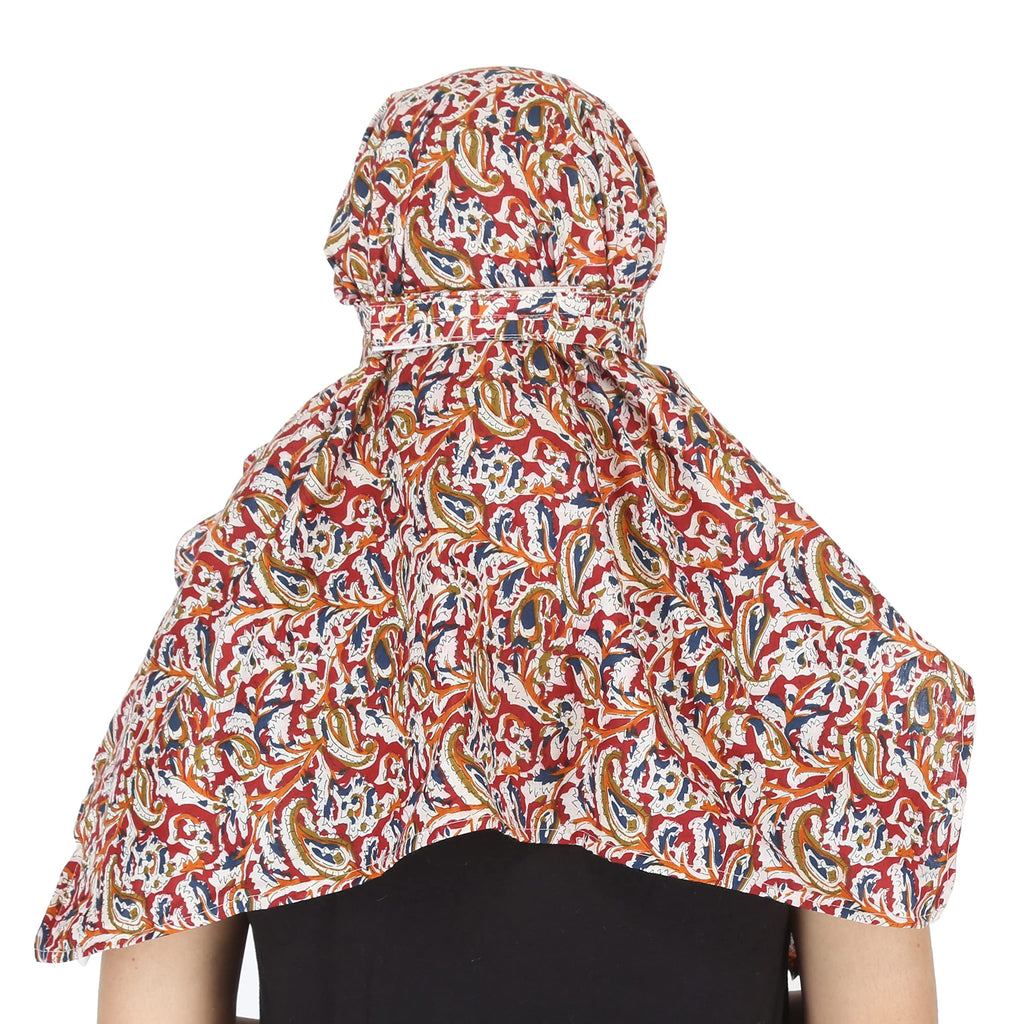 DEEPNYRA - LIVING STYLE Female Cotton Scarf Face Full Covering With Mask Head Hair Wrap Sun Protection For Women Printed Square All Season Wear (MARRON), Maroon