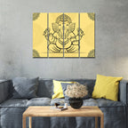 VIBECRAFTS 4 Pieces Shree Ganesh Canvas Wall Painting Fitted With Wooden Frame For Home | Office | Living Room | Gift(PTVC4Pcs1_13526)