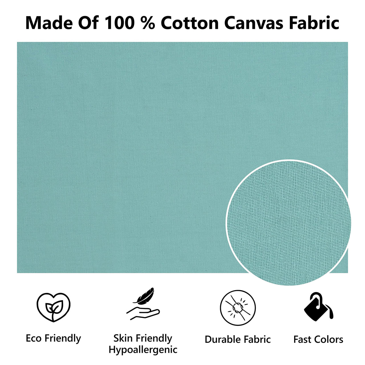 Yellow Weaves Cotton 250 TC Canvas Decorative Cushion Covers, (24 X 24 Inches), Set Of 5, Powder Blue