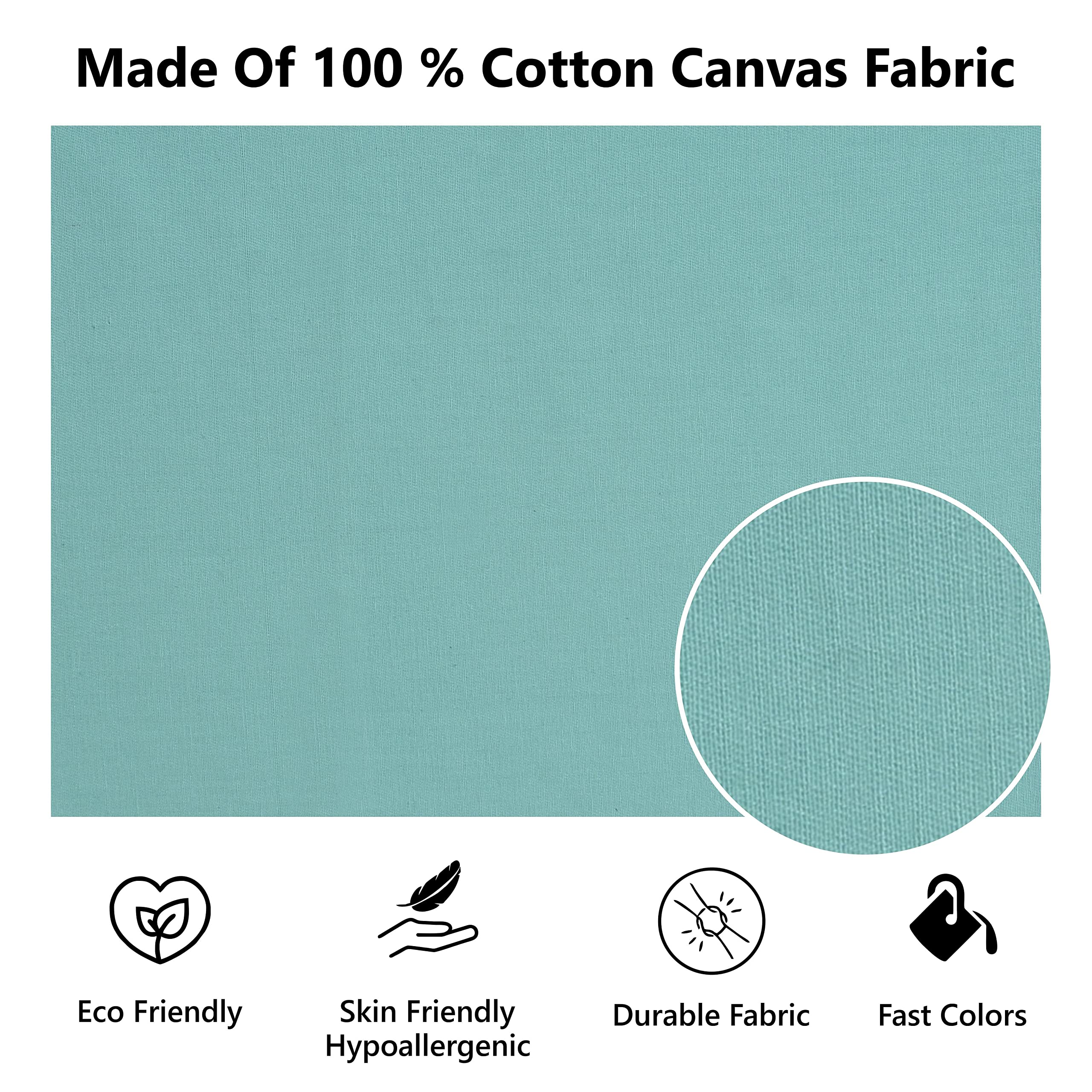 Yellow Weaves Cotton 250 TC Canvas Decorative Cushion Covers, (24 X 24 Inches), Set Of 2, Powder Blue