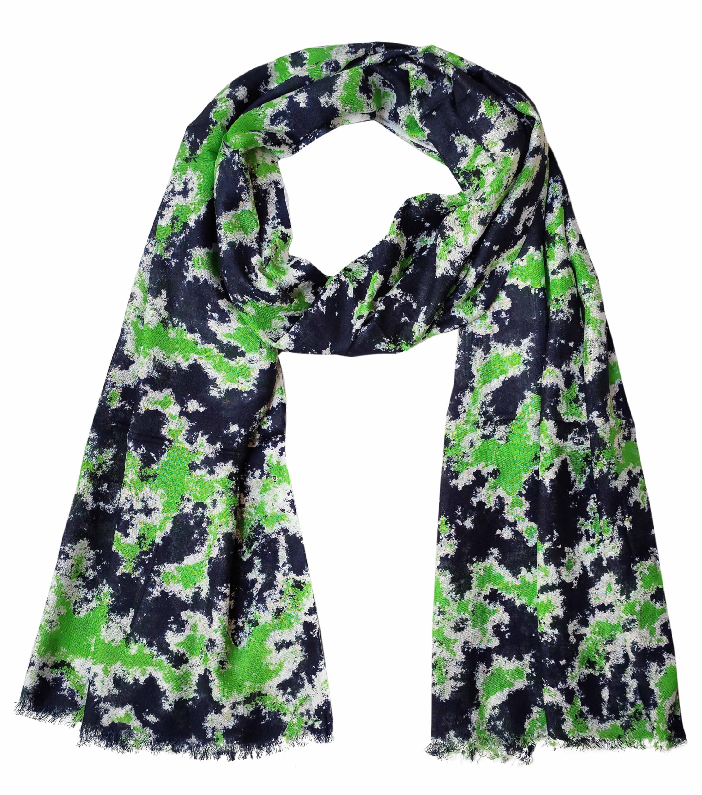 Fabtone Women’s Scarf/Stole | Blue & Green Cloud Print | Soft Lightweight Fabric | 70x180 cm | All-Season Wrap | Sweat Absorbent | Dust & Sun Protection | Fashion Scarf for Women