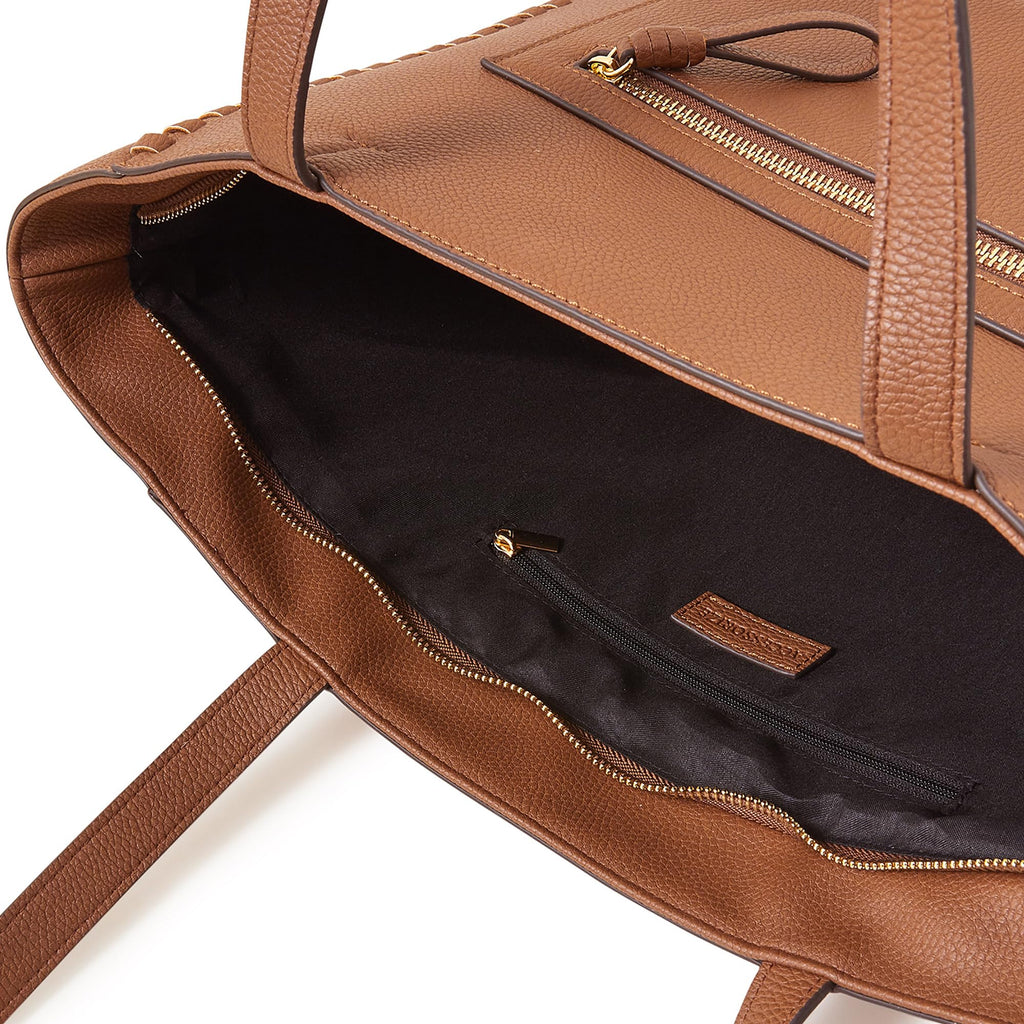Accessorize London Women's Brown Front Pocket Tote Bag| Tote bags for women office use |Spacious Work bag for ladies |Fits 13 inch laptop