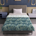 Divine Casa 120 GSM Microfiber Single Dohar | Soft & Lightweight Throw Blanket | Cozy & Breathable | All-Season Comfort | 210 x 140 CM | Floral Branches Pattern | Teal & White Kafalo