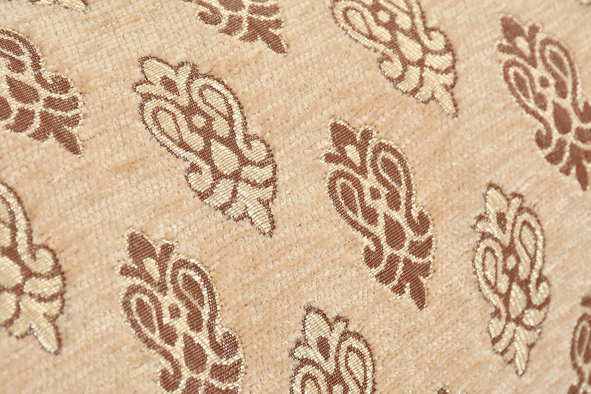 DECOMIZER Jacquard Geomteric Bolster Cover Set | 16x32 Inches | 200 Tc | Dewan Round Pillow Covers | Bed Side Long Pillow Case - (Ambi Beige - Set of 2)