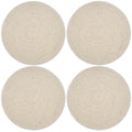 Encasa XO Dining Table Mats, Round Ribbed Cotton, Heat Resistant Beige Kafalo