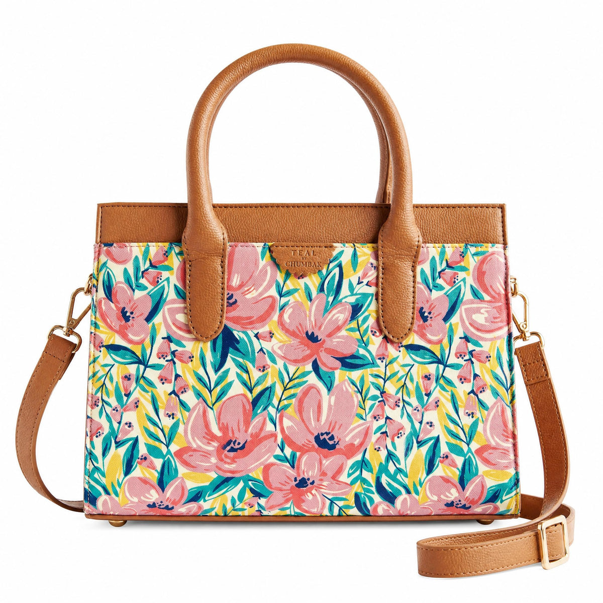 TEAL BY CHUMBAK Women's Office Tote Bag, Printed Canvas Shoulder Bag for College, Work and Travel, Stylish and Durable with Laptop Compartment