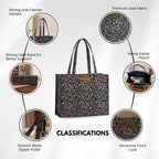 Stylique Jute Tote Bag for Women Stylish | Premium Cotton Canvas Shoulder Bag | Side Bag Ladies Tote | Woman Handbags Big Size for Work, College & Daily Use | College Travel Lunch Carry Bag