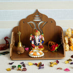 eCraftIndia Ganesha Design Wooden Temple for Home Office | Home Temple Pooja Mandir | Small Temple Gift for Diwali Housewarming