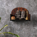 Life TIME Engineered Wood Hand Crafted Ganesh Ji Pattern Home Temple for Puja Temple for Home and Office l Puja Stand l Wall Mandir for Home, Designer Wooden Shelve, Prayer Shelve (Brown) (Pack of 1)