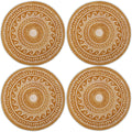 Encasa XO Dining Table Mats, Round Ribbed Cotton, Heat Resistant Mustard Kafalo