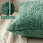Yellow Weaves Jacquard Cushion Covers | Sofa Cushion Covers | Throw Pillow Cover for Sofa, Couch, Living Room| Removable & Washable | 16x16 Inches, Set of 3 (Green)