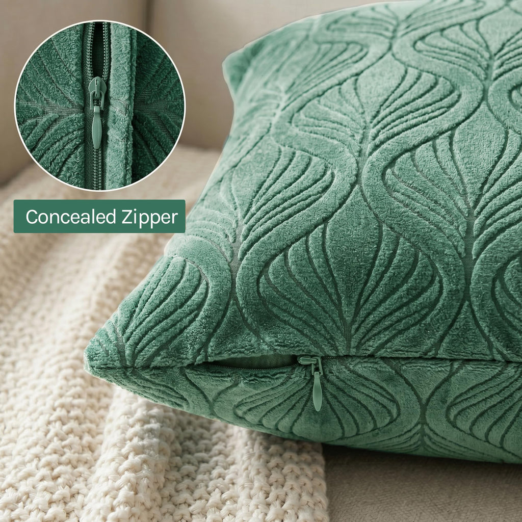 Yellow Weaves Jacquard Cushion Covers | Sofa Cushion Covers | Throw Pillow Cover for Sofa, Couch, Living Room| Removable & Washable | 16x16 Inches, Set of 5 (Green)