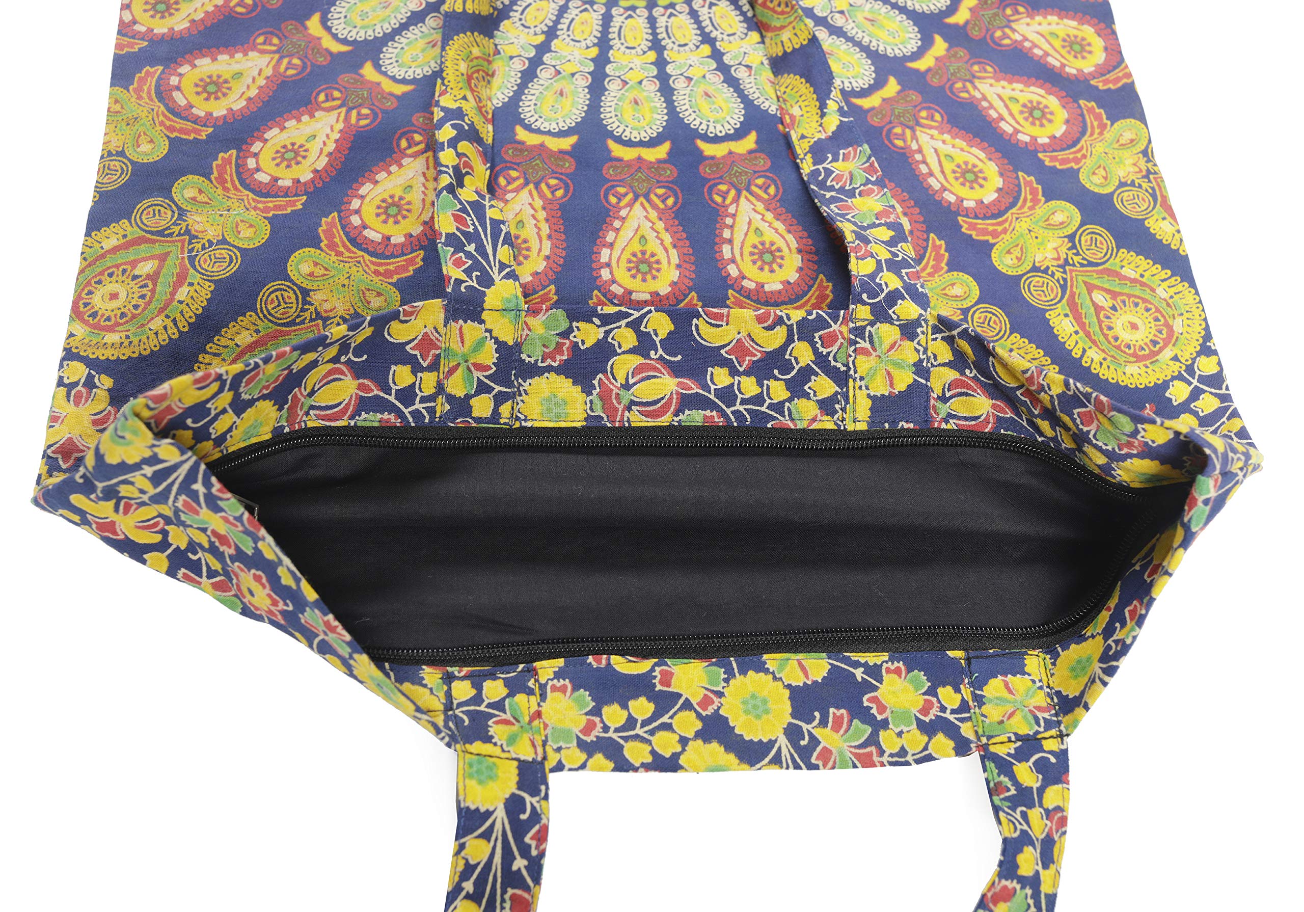 Ravaiyaa - Attitude is everything Cotton Shopping Bag Purse Bags Women Tote Shoulder Handbag (Blue Mandala Bag - 19)