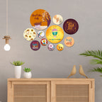 Artvibes Life Is A Crazy Ride Decorative Round Shape MDF Wooden Wall Hanging | Quotes Decor Item | Traveller Quotes Wall Art | Wall Poster | Home Decor | Unique Gift (WPS_115N), Set of 11