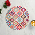 LaVichitra Cotton Table Placemat | Dining Table Mat | Bed Side Table Mat | Cotton Round Shape Placemats | Washable PlaceMat for Shelves & Plant Pots - Pack of 6, Ikat Print Kafalo
