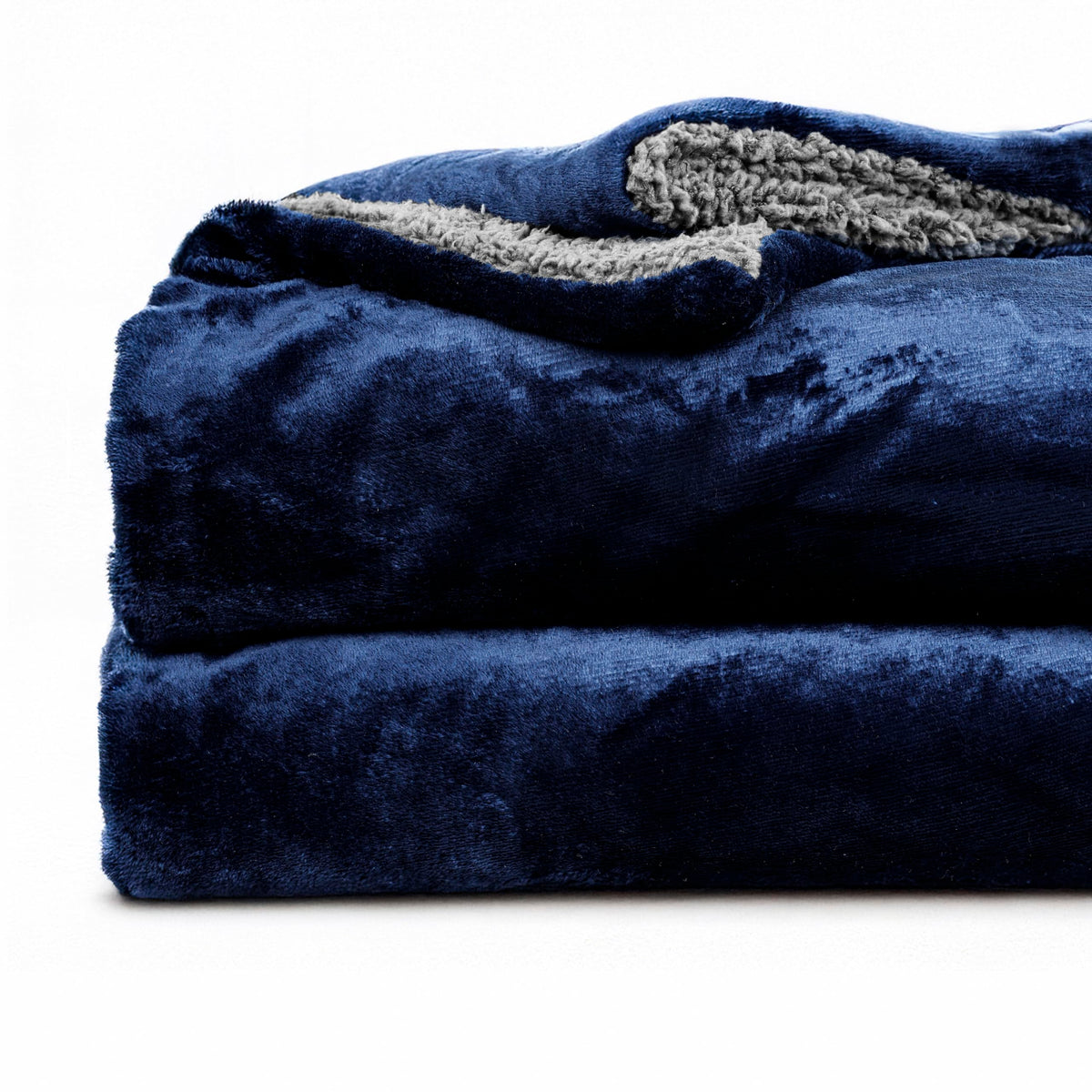 CHANDRAVATI Premium Polyester Micromink Summer Ac/Mild Winter/Heavy Winter Sherpa Blanket Super Soft Flannel Solid/Plain || 200 TC || (Navy Blue, Double) Kafalo