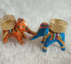 10Pc Hathi T-Lights Candle Holder Stand for Home Decor Diwali Festival Decoration Diwali Gifts Navratri Dussehra, Assorted Hathi (Pack of 10Pc)
