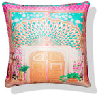 Vendola Decorative Satin Sofa Cushion Covers Set of 5, 20 Inch x 20 inch, Sofa Pillow Cover, Ethnic Festive, Multicolor, Palace, Rajasthani Design Zipper Closure (Dwars, 20X20 Inches)