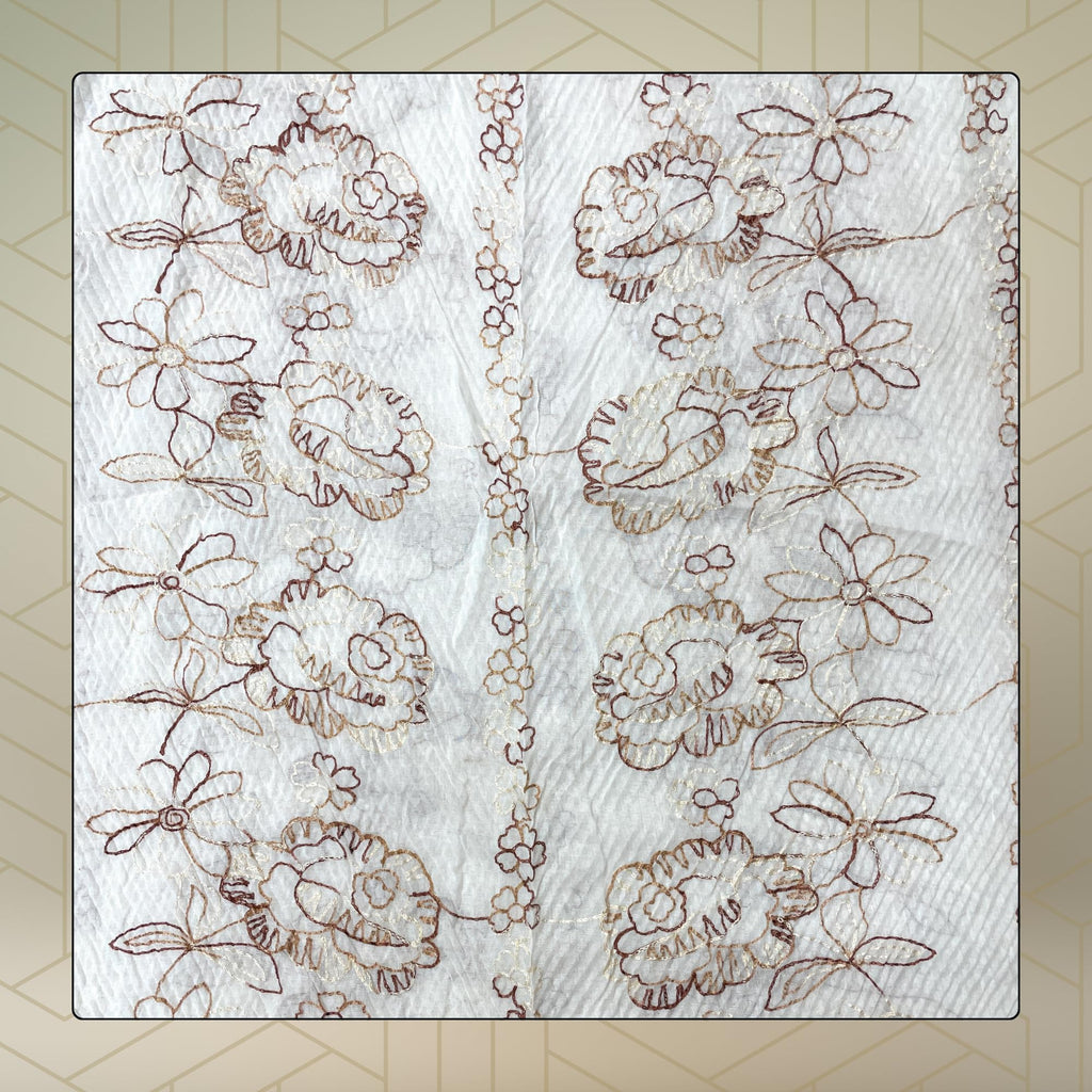 FAHABO Scarf Woman Pleated Cotton Scarves with Embroidery and Tassels | Hijab Scarf | Headscarf | Neck Scarf | Stoles | Wraps (Fairy Tale White -1)
