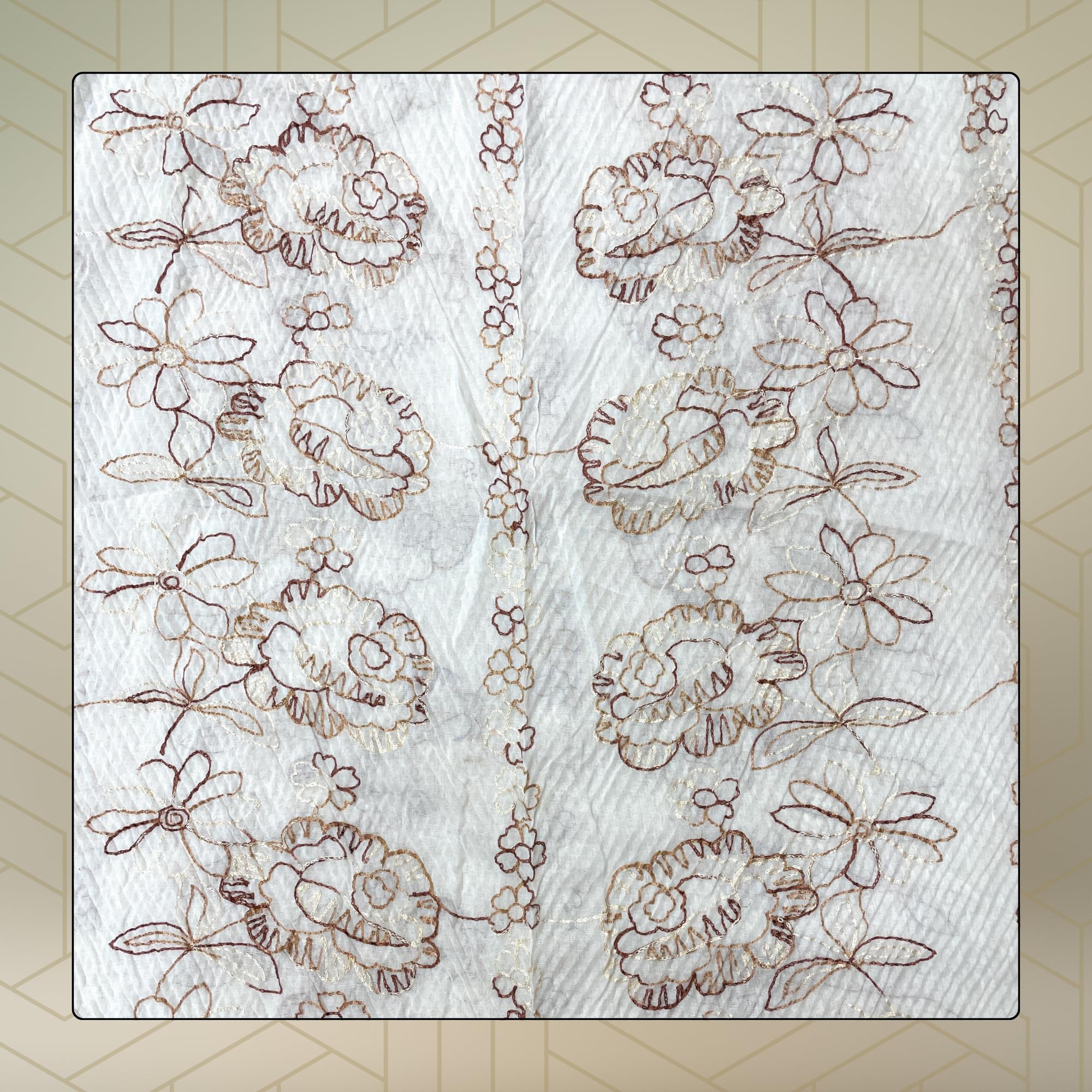 FAHABO Scarf Woman Pleated Cotton Scarves with Embroidery and Tassels | Hijab Scarf | Headscarf | Neck Scarf | Stoles | Wraps (Fairy Tale White -1)