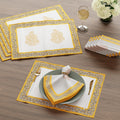 Encasa XO Dining Table Mats, Cotton Placemats, Cloth Napkins Set Yellow-01 Kafalo