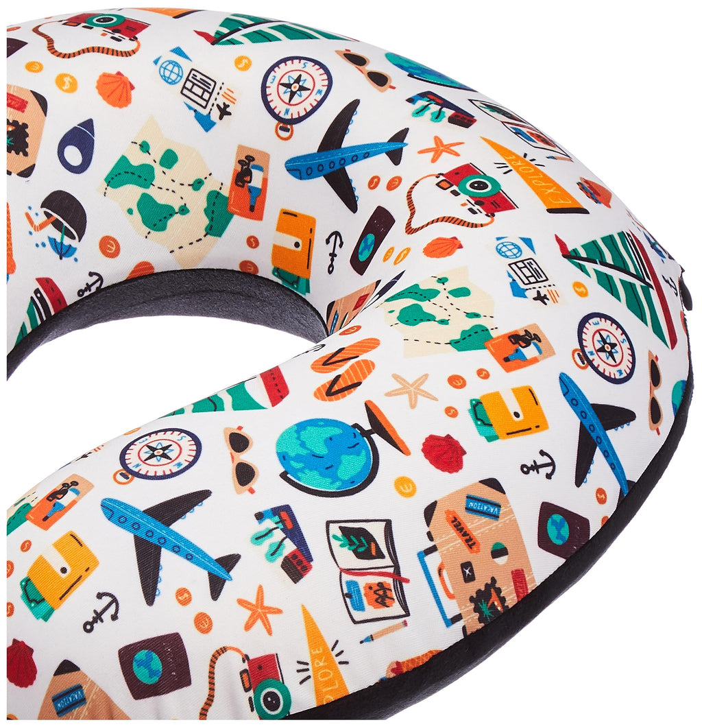kossto Memory Foam Travel Pillow for Neck Pain Relief, Includes Eye Mask & Noise Isolating Ear Plugs, Portable Combo for Men & Women, Ideal for Long Flights & Road Trips | Velvet Black