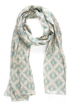 AQVA Printed Cotton Scarf for Women Stylish (Sitara Ecru petrol) | Head and Face Cover Scarf for Girls with 100% Cotton | Soft & Lightweight Scarves/Stoles for all Weather (72 x 43 in)