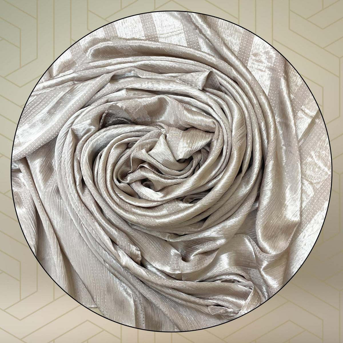FAHABO Scarf Woman Premium Self-Woven Satin Silk Scarves | Hijab Scarf | Headscarf | Neck Scarf | Stoles | Wraps (Maritime Beige)