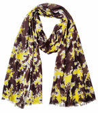 Fabtone Women’s Scarf/Stole | Yellow & Brown Cloud Print | Soft Lightweight Viscose Wrap | 70x180 cm | All-Season Scarf for Women | Sweat Absorbent | Dust & Sun Protection