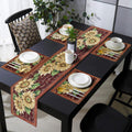 PRAKARTIK BY INDUARTS Sunflower Bloom Design Eco-Friendly Cotton Dining Rectangular Table Mat with Runner - Reusable, Machine Washable, Everyday Use Yellow & Brown (Set of 4+180 cm Runner) Kafalo