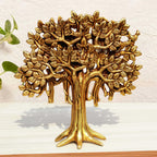 Pure Source India (Pure Brass Kalpavriksha Tree Sculpture for Home, Office & Spiritual Décor (Height: 7.5 inches) with Yellow Antique (866 gm)
