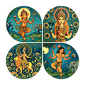 Artvibes Spiritual Handcrafted Mdf Wooden Decorative Wall Hanging | Living Room Decor | Bedroom Wall Decoration Items | Gifts For Men Women (Wh_8445N) - Set Of 4