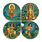 Artvibes Spiritual Handcrafted Mdf Wooden Decorative Wall Hanging | Living Room Decor | Bedroom Wall Decoration Items | Gifts For Men Women (Wh_8445N) - Set Of 4