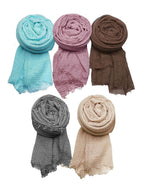 ICW Women's Premium Wrinkle Ironless Crinkled Cotton Scarf Stoles Shawl head scarves for girls (pack of 5)