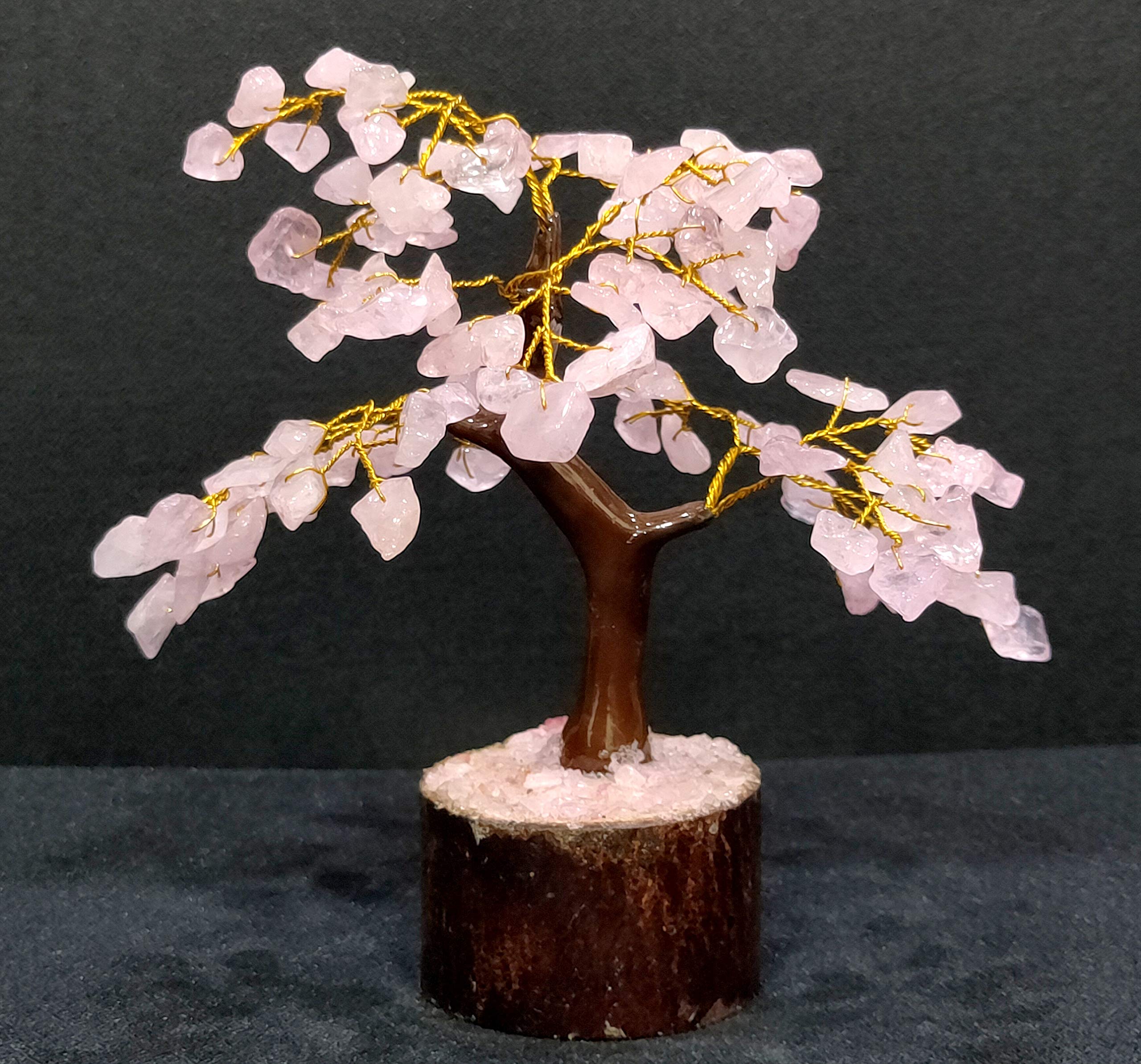 ESPLANADE Natural Rose Quartz Crystals Tree Healing Stones Seven Chakra Natural Healing Gemstone Bonsai Fortune Money Tree, Home Office Decor Spiritual Gift | Size 7-8 Inches (Pink 100 Beads)