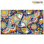 VIBECRAFTS Beautiful Indian Folk Art 5 Pieces Canvas Wall Painting For Home | Office | Living Room | Gift (PTVC5Pcs4_8533)