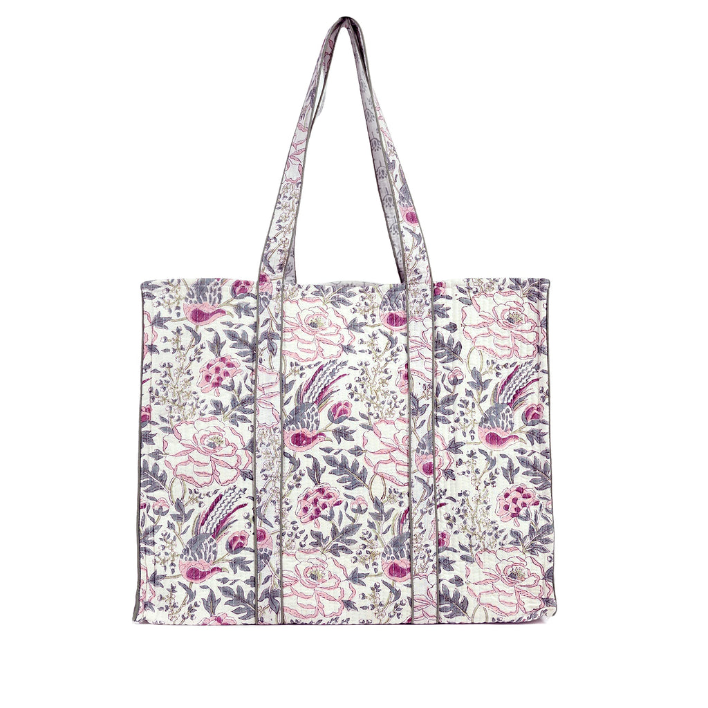BLOCK N STYLE Women's Tote Bag | Double Handle Cotton Handblock Printed Bag | Multicolour