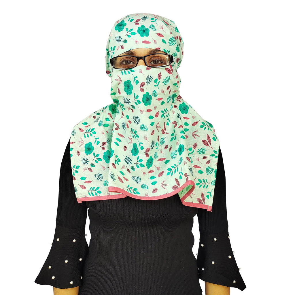 Switchon Export quality Cotton Innovative scarf with closer Hook and Loop Tape- Multi (Light Green)