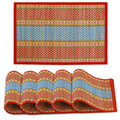 HOKIPO River Grass Handcrafted Madurkathi Heat Resistant Dinner Placemats for Dining Table, Rectangle, Red, 12x18 Inches -Set of 6 (R-IN75) Kafalo