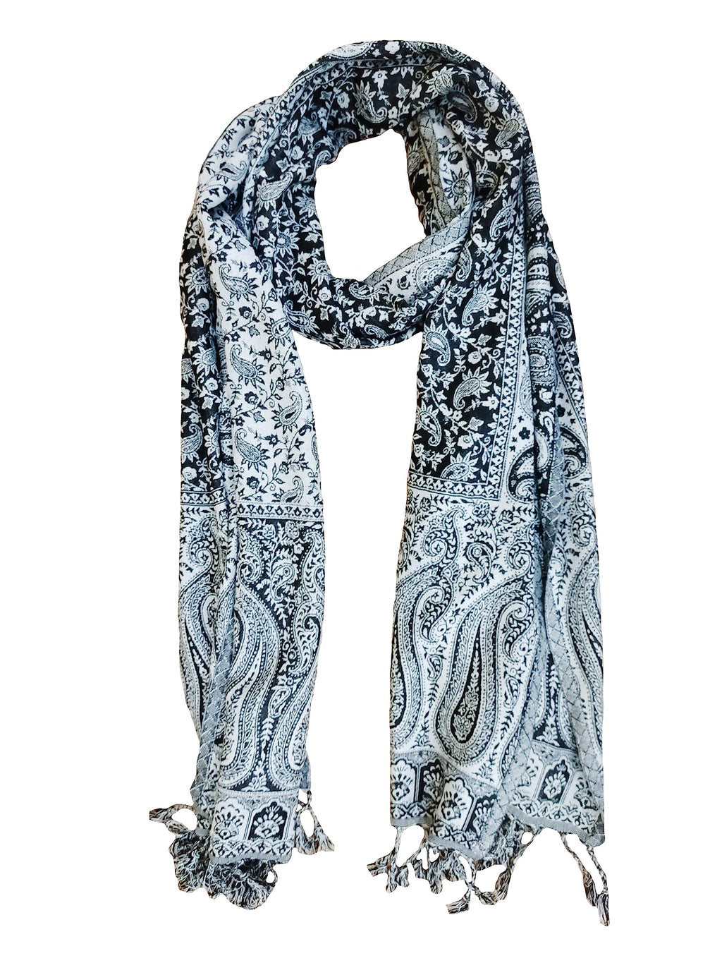 Rastogi Handicraft Large Pashmina Shawls & Wraps for Women Extra Soft Cashmere Feel Throw Womens Size 82 X 28 Inches, Black Carry Design-1, 82 X 28 Inches