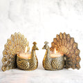 BEHOMA Metal Dancing Peacock Figurine Pair for, Gold - Set of 2