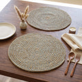 R home Blue Coastal Coil Round Cotton Placemat, 15 Inch (38 cm), Handmade Washable Dining Table Mat, Heat Resistant Table Place Mat for Dining Table, Side Table & Console Kafalo