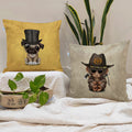STITCHNEST Set of 2 Funky Friends Collection Printed Jute Cushion Covers 16x16 Inches | Decorative Throw Pillow Covers for Sofa, Living Room, Bedroom | Perfect for Home Decor