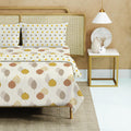 Urban Space 100% Cotton AC Comforter/Blanket/Duvet for Double Bed with 1 Cotton Double Bedsheet with 2 Pillow Covers (4 Piece Bedding Set, Drops Mustard) Kafalo