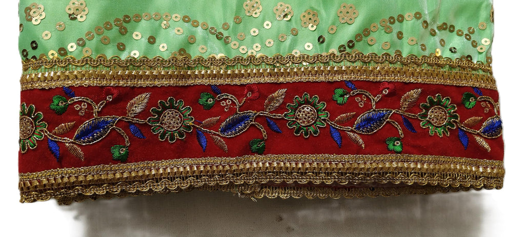 Lakshmi Maa Collection Rumala Double Set Heavy Sea Green with Red Gota & Designer (4 PEC.)