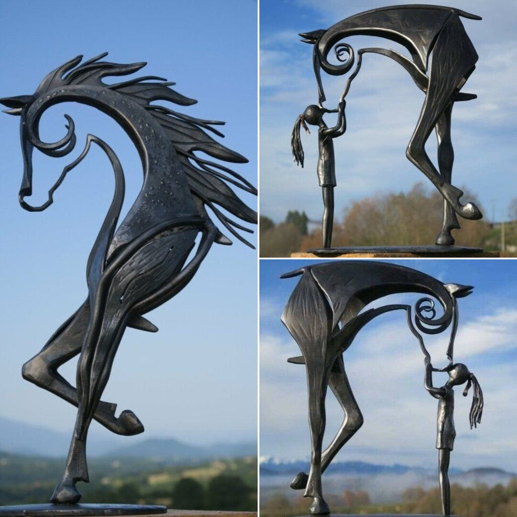 Metal Horse Statue Antique Metal Art Ornament kafalo